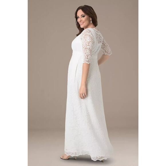 Kiyonna Dress Wedding Gown 3X Sweet Serenity White Full Length Pockets Slimming - Picture 7 of 9